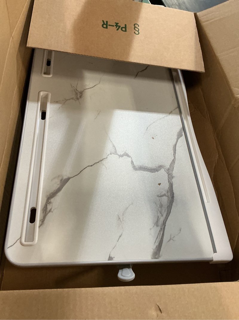 Condition photo showing As Is for hetthi laptop bed desk, adjustable laptop lap desk with drawer, x-large foldable bed table tray for bed couch floor desk writing working reading eating painting (marble, 23.6"×15.7") marble x-large 23.6×15.7in