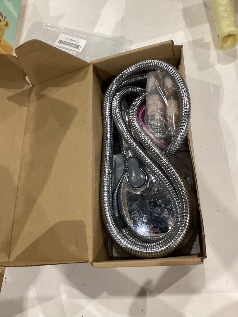 Condition photo showing As Is for sr sun rise filtered shower head with handheld high pressure 9 spray mode showerhead detachable shower head water softener filters beads for hard water remove chlorine 4 filters chrome