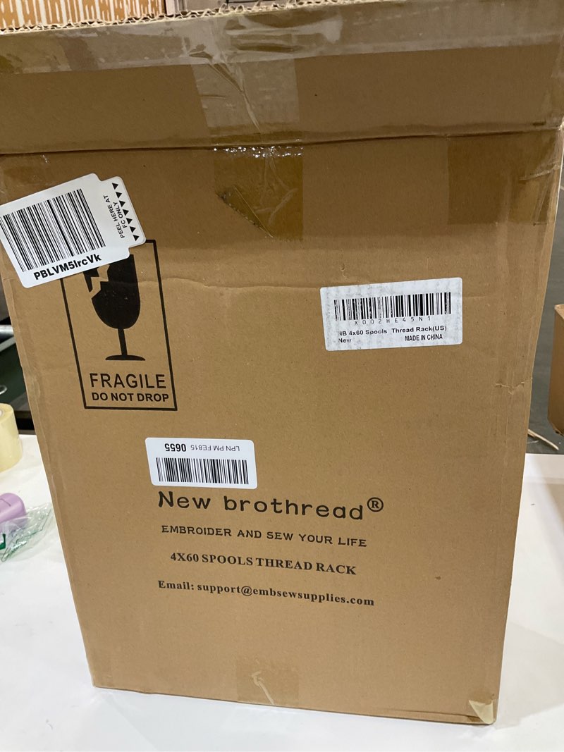 Condition photo showing As Is for New brothread 4X60 Spools Wooden Thread Rack/Thread Holder Organizer with Hanging Hooks for Embroidery Quilting and Sewing Threads 4 x 60 Spools