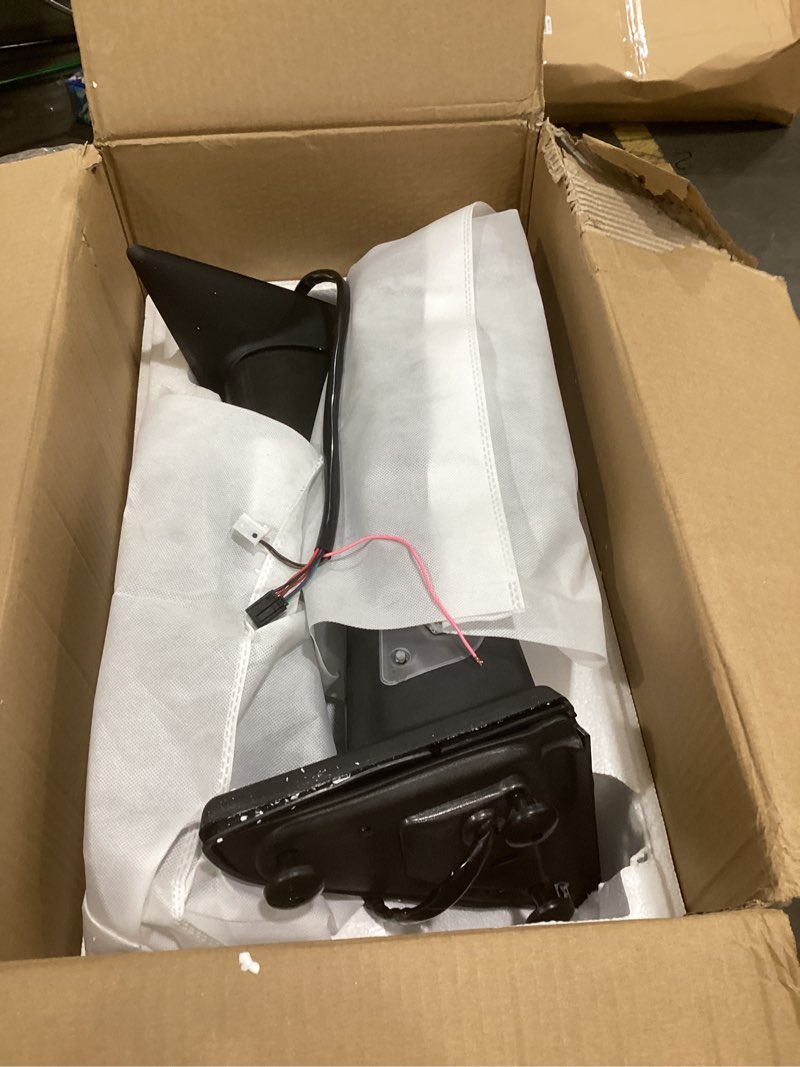 Condition photo showing As Is for aerdm new towing mirror black housing with temperature sensor fit 2009-2015 ram 1500, 2010-2015 ram 2500 3500 towing mirrors with turn signal, puddle lights