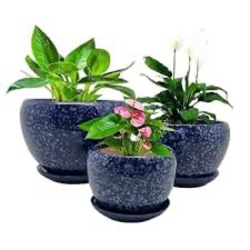keruita ceramic plant pots set of 3 – square indoor planters with drainage hole, mesh pad & stopper – decorative 5/7/9 inch flower pots for home office-green