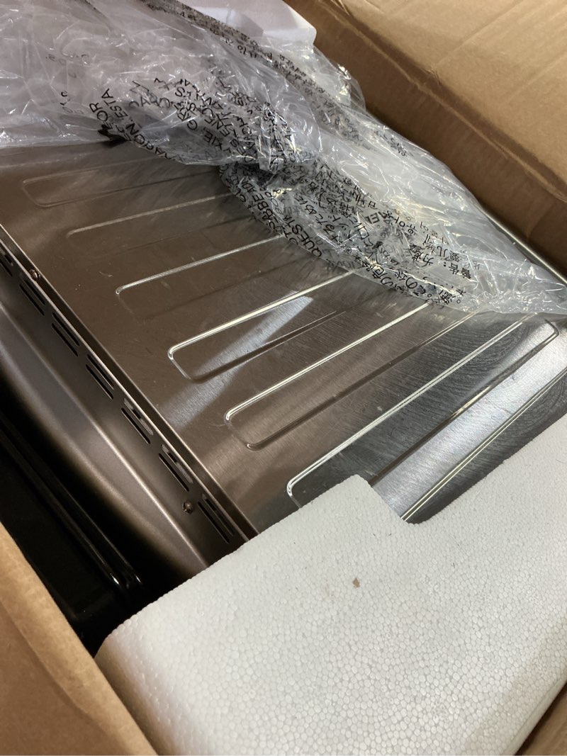 Condition photo showing As Is for Nuwave Bravo Air Fryer Toaster Smart Oven, 12-in-1 Countertop Convection, 30-QT XL Capacity, 50°-500°F Temperature Controls, Top and Bottom Heater Adjustments 0%-100%, Brushed Stainless Steel Look