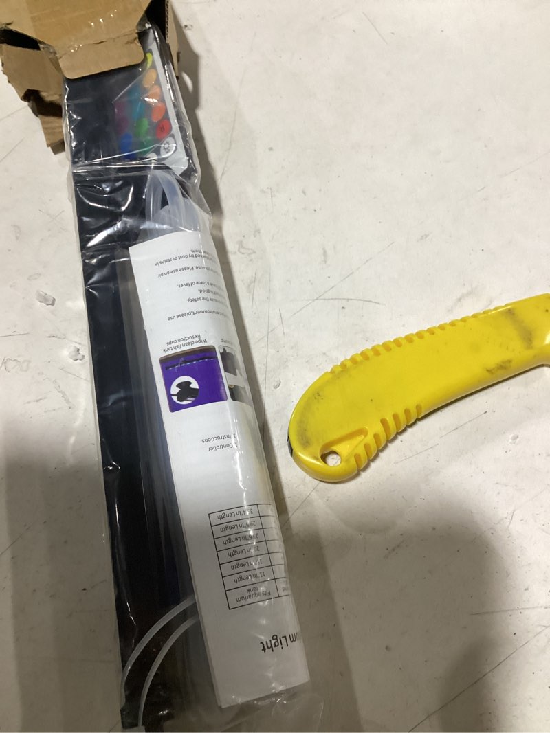 Condition photo showing As Is for submersible aquarium light, fish tank light with air bubble hole, rgb color changing brightness adjustable ip68 waterproof remote control led light for aquarium fish tank 20 inch 20 inch air bubble hole