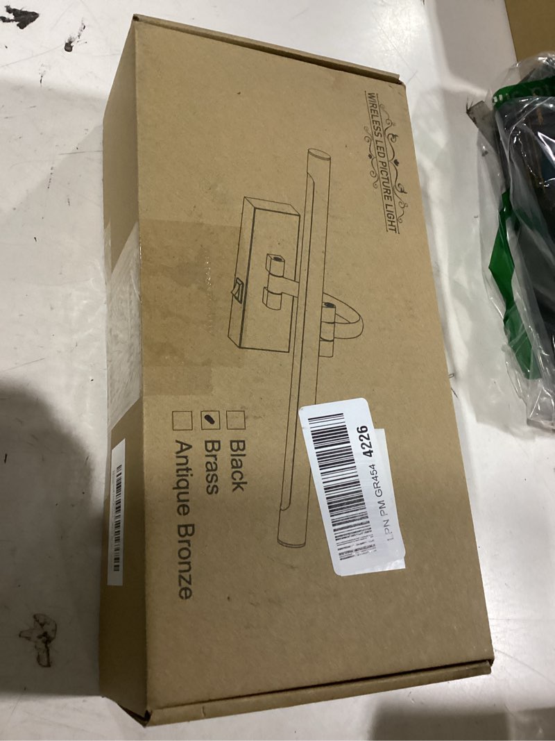 Condition photo showing New/Like New for tassuowell rechargeable picture light with remote control,12 inch brass finish adjustable wireless art lighting fixture,painting lights with timer,3 color temperature and dimmable brass 12inch