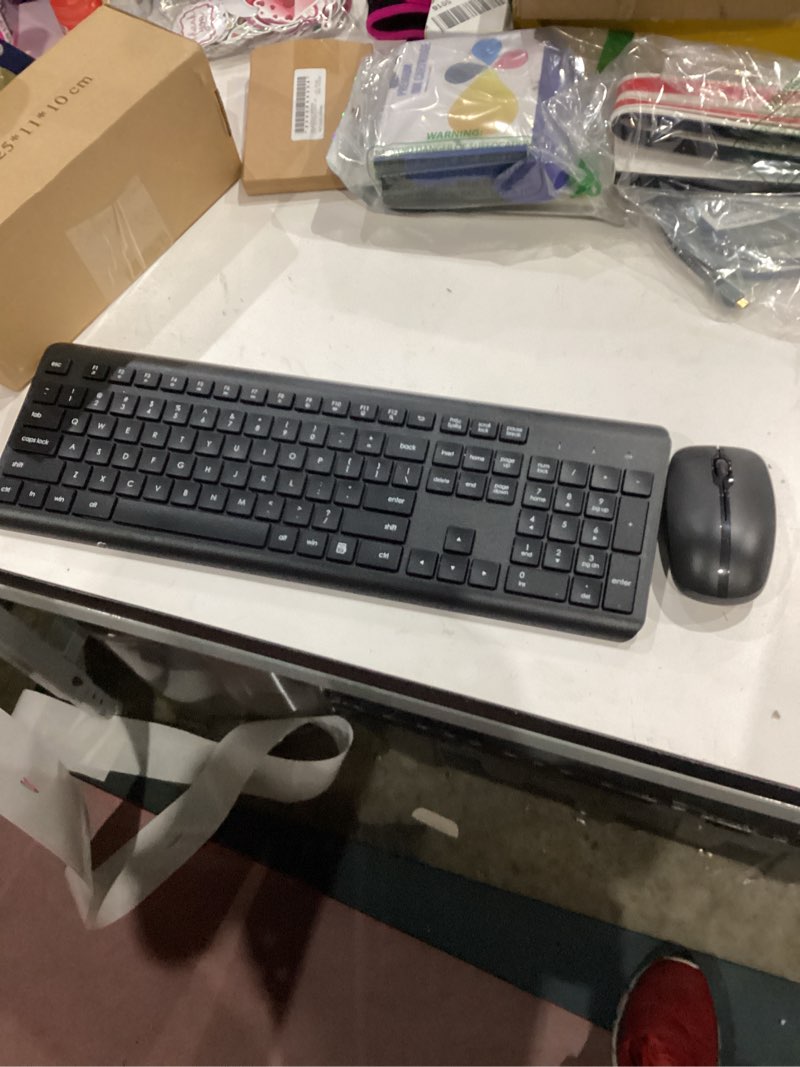 Condition photo showing Good Condition for Wireless Keyboard and Mouse Combo, Full-Size Silent Ergonomic Keyboard and Optical Mouse, Long Battery Life, 2.4GHz Lag-Free Cordless Mice Keyboard for Computer, Mac, Laptop, PC, Windows