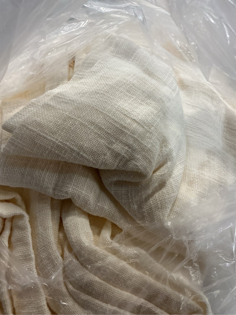 Condition photo showing Good Condition for cotton sheer curtain set (set of 2), 48x96, ivory