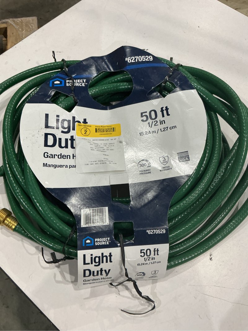 Condition photo showing As Is for project source 1/2-in x 50-ft light vinyl green hose