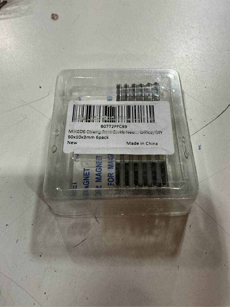 Condition photo showing New/Like New for mikede strong rare earth neodymium magnets, heavy duty bar magnets with double-sided adhesive, powerful pull force, perfect for fridge, garage, kitchen, science, craft, office, diy 60x10x3mm 6pack