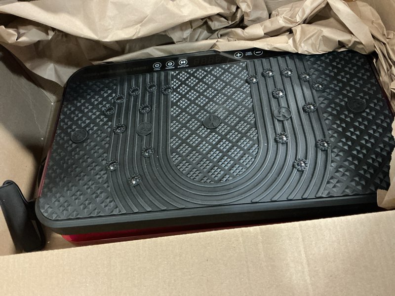 Condition photo showing As Is for axv vibration plate fitness platform exercise machine vibrating shaking full body shaker workout vibrate stand shake board sport gym for weight loss fat burner for women men slim-blackred