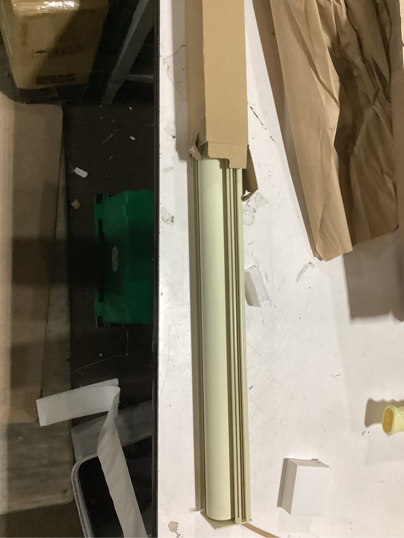 Condition photo showing As Is for chrisdowa cordless blackout roller shades for windows, striped free-stop window blinds with privacy, thermal insulated window shades for home, office and door. beige, 26" w x 72" h 26"w x 72"h beige