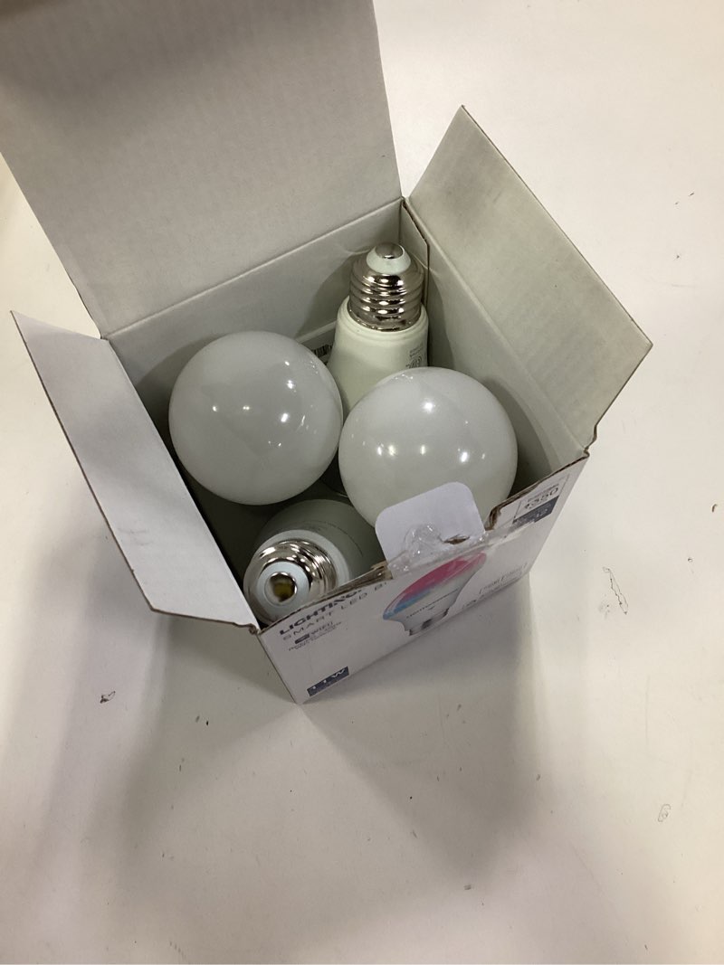 Condition photo showing Good Condition for Lightinginside Smart Light Bulbs 100W Equiv., 1350LM 11W Smart Bulb Works with Alexa/Google Home/Smart Life, A19 E26 RGBCW Color Changing, No Hub Required, 2.4G WiFi Bluetooth Bulb, ETL Listed, 4PCS 4 Count (Pack of 1) 100w Equivalent