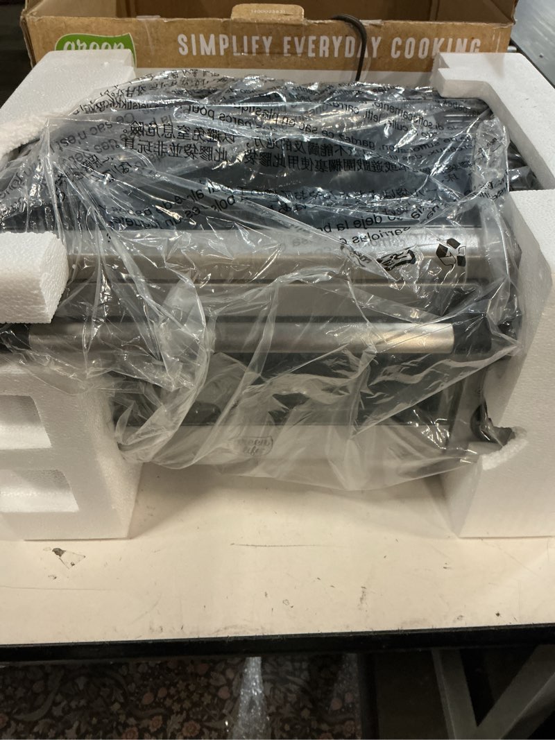 Condition photo showing New/Like New for greenlife countertop toaster oven air fryer stainless steel, healthy ceramic nonstick, pfas free, tray & basket, bake, broil, reheat, adjustable temp & time control, auto shutoff, black countertop toaster oven air fryer black