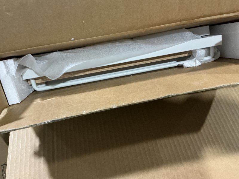 Condition photo showing As Is for Folding Desk with Monitor Stand, 31.5 Inch Foldable Computer Desk with Hook, Sturdy Small Space Saving Writing Table for Home Office Dorm, Oak 31.5 inch Oak