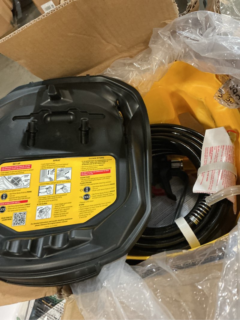 Condition photo showing As Is for wagner spraytech 2435698 control pro 130 paint sprayer with t2 gun, high efficiency airless sprayer with low overspray, yellow control pro 130 t2 gun