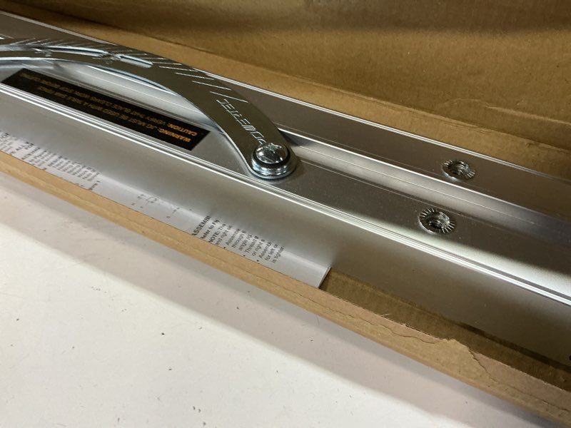 Condition photo showing As Is for POWERTEC 71035V Table Saw Angle Cutting Jig for Creating Tapered Cuts | 24-Inch Lightweight Aluminum Rails and Laser Etched Scale, 15 Degrees of Taper, 1 PK