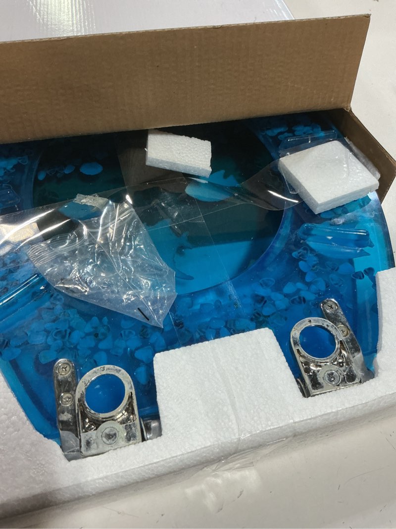 Condition photo showing As Is for angol shiold round ocean resin toilet seat slow close quick release metal zinc alloy hinge easy to install also easy to clean, decorative acrylic seats (17 inch, blue ocean, upgraded hinge) transparent blue ocean fish