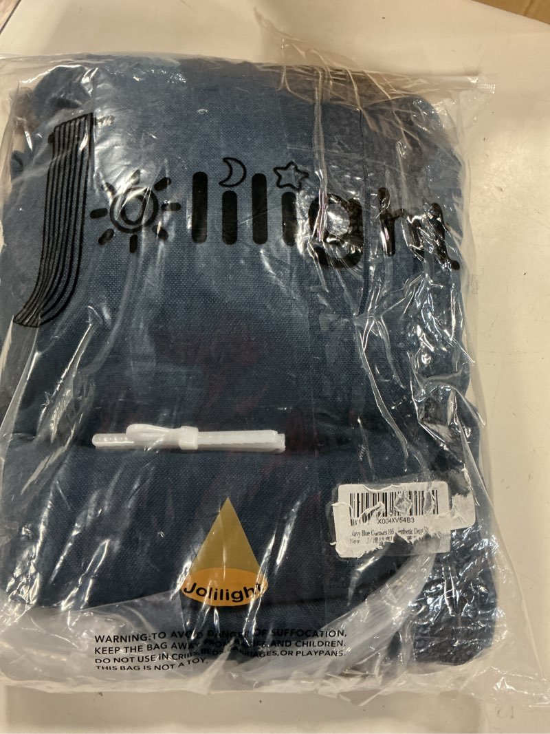 Condition photo showing New/Like New for navy blue pinch pleated 84 inch long linen curtains 2 panels set for living room track system curtains neutral modern elegant light filtering semi sheer linen blend pinch pleat drapes 84 length navy blue 40"w x 84"l (pack of 2)