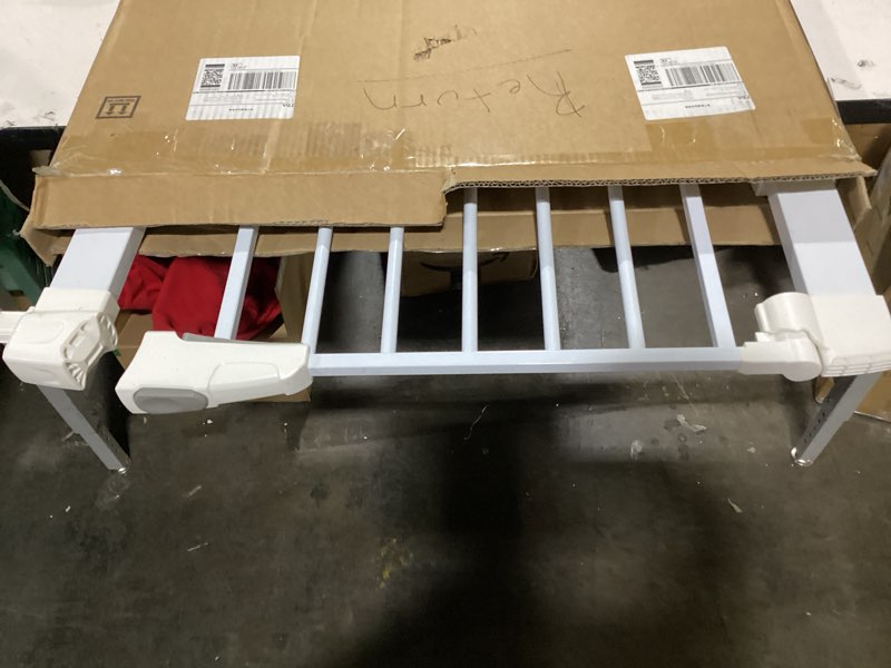 Condition photo showing As Is for Babelio Metal Baby Gate, 29-43" Auto Close Easy Install Pet Gate PressGuard P7, Extra Wide Walk Thru Child Safety Gate, 30" Tall Pressure Mounted Dog Gate for Doorways & Stairs, White White 30"Tall 29"-43" Wide