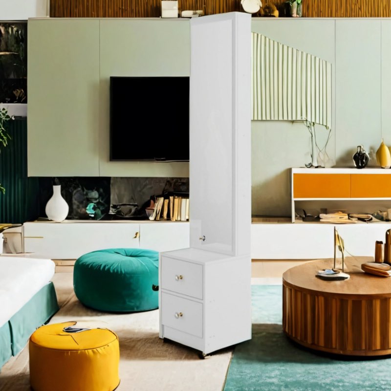 Incomplete)Multi-shelf High-capacity Storage Spacel 11.8 Inches X H 63 Inchessimple And Stylish Vanity Mirror Cabinet