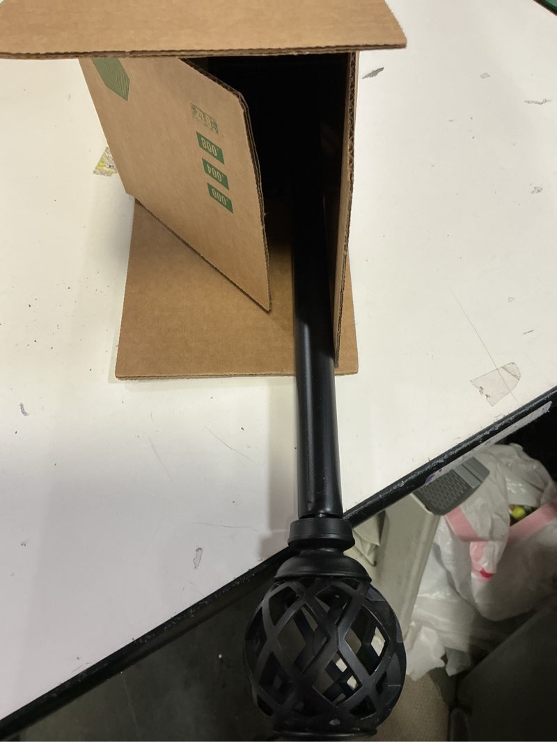 Condition photo showing As Is for ENJOYBASICS No Drill Curtain Rods for Window 28 to 47 Inches, 5/8 Inch Diameter Renter Friendly Drapery Rod with Adhesive Brackets without Drilling, Adjustable from 27 to 52 Inches, Black Black 27-52"