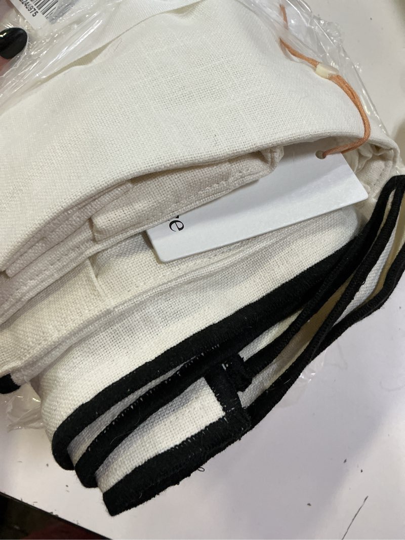 Condition photo showing Good Condition for piped edge cotton true blackout curtain - single panel, 48x96, ivory/black piping