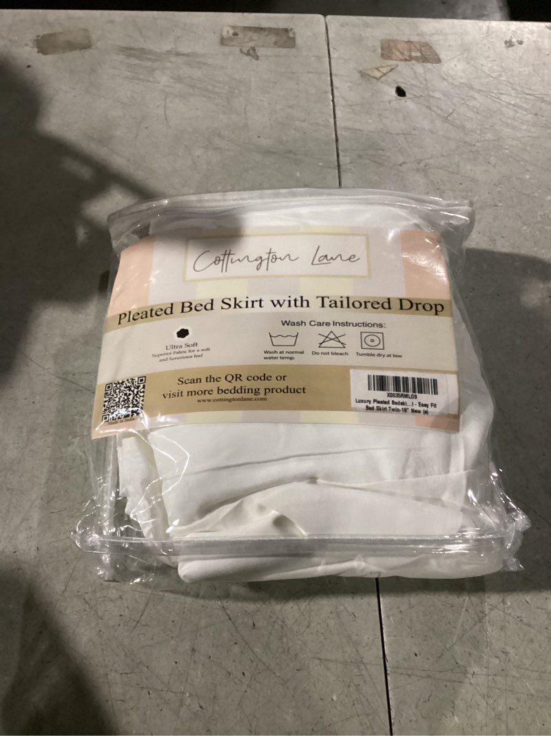 Condition photo showing Good Condition for Luxury Pleated Bedskirt Twin Size 18 Inch Drop Split Corners - Hotel Luxury 1800 Ultra-Soft Tailored Drop Box Pleated Styling Dust Ruffled - White Pleated Bed Skirt - Easy Fit Bed Skirt