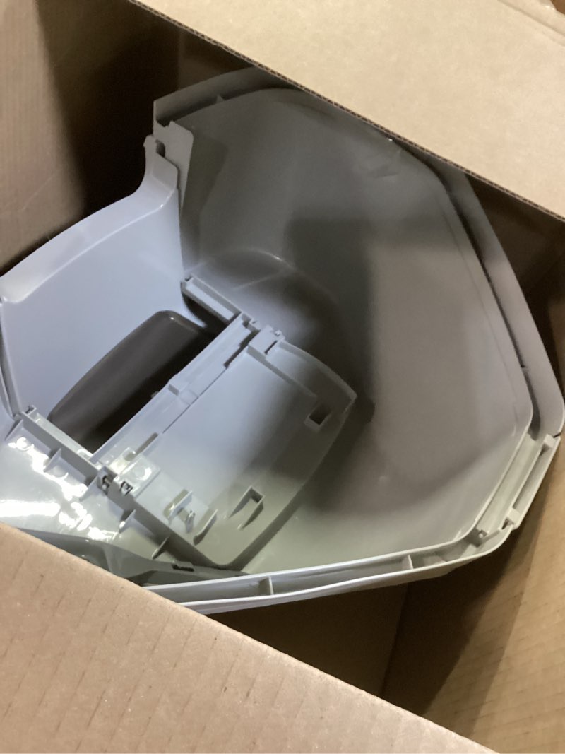 Condition photo showing As Is for iris usa cat litter box - enclosed corner litter box with scoop, hooded litter tray for corners, space-saving covered litter box, odor defensive, gray corner enclosed gray
