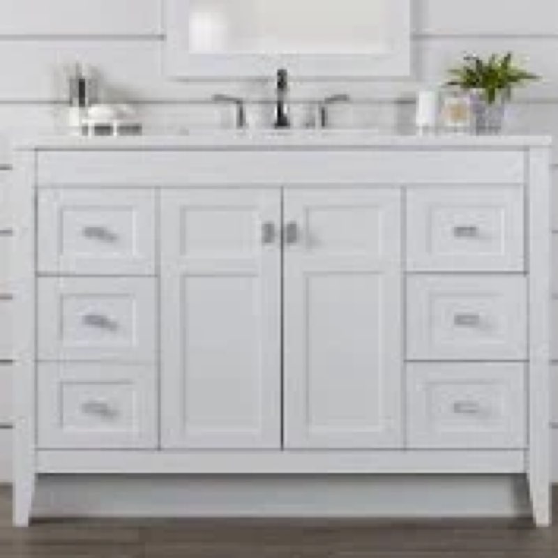 Similar Large White Vanity Cabinet Combo Broken Sink and Cabinet