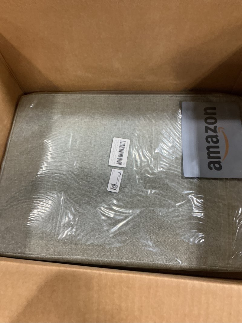 Condition photo showing New/Like New for StorageWorks Storage Bins, Fabric Storage Bins for Shelves, Extra Large Storage Baskets with Metal Frame, Closet Baskets and Bins with Handles, Jumbo, Green and White, 2-Pack Green and White 19" L x 13 ¼" W x 11" H