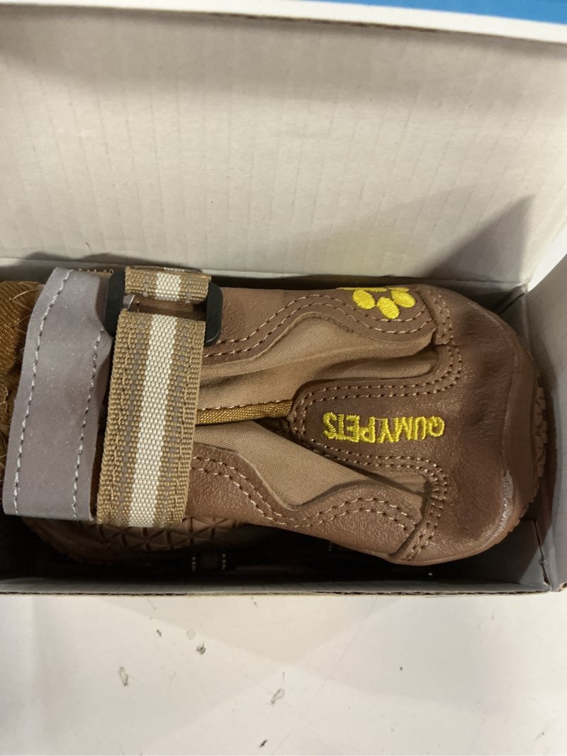 Condition photo showing New/Like New for QUMY 4PCS Dog Shoes for Small Dogs, Hot Pavement Summer Puppy Dog Boots & Paw Protectors with Soft Anti-Slip Rubber Sole, Mesh Breathable Dog Booties for Hardfloors, Walking Running Khaki Size 2 Khaki size 2: 1.59"x1.18"(L*W)