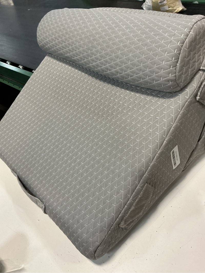 Condition photo showing As Is for 3pcs wedge pillow set for after surgery, adjustable 9&12 inch bed wedge pillow for sleeping, incline pillow wedge for headboard, post surgery, acid reflux, neck&back support, grey grey adjustable 9&12 inch + 1 head pillow