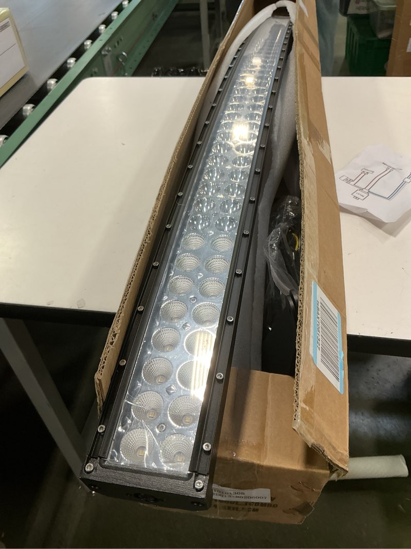 Condition photo showing Good Condition for Willpower 52 inch 675W Curved LED Light Bar 7D Lens Spot Flood Combo Beam Triple Row LED Work Driving Lights with Wiring Harness Kit for Off Road ATV AWD SUV 4WD 4x4 Pickup,12V 24V Waterproof 6000K 52 inch 3 row Curved + wiring harness