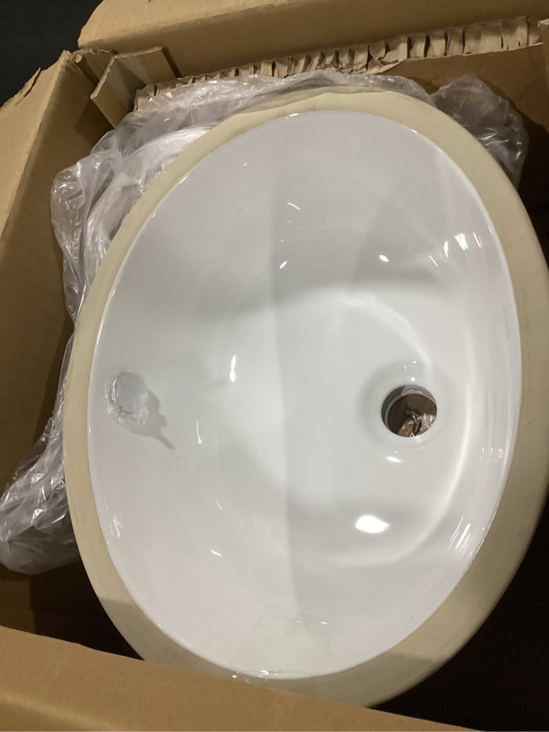 Condition photo showing Good Condition for kraus elavo 16-3/4 in. oval porcelain ceramic undermount bathroom sink in white with overflow drain