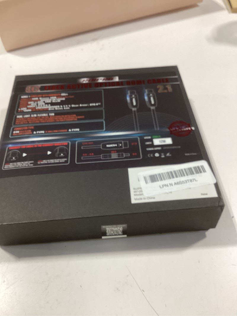 Condition photo showing New/Like New for ruipro 8k fiber optic hdmi cable 40 feet 48gbps 8k60hz 4k120hz dynamic hdr earc hdcp2.2/2.3 for rtx4080/4090/3080/3090, xbox s/x, ps5/4, avr, projector, lg/samsung/sony tv a-8k fiber gen3/c 40ft