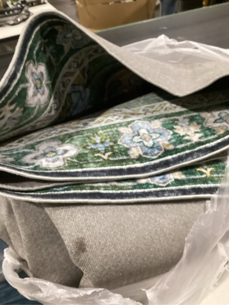 Condition photo showing Good Condition for similar to medallion area rug, traditional elegant floral paisley none green non-slip backing rectangle floor carpets edge binding rugs for living room bedroom under table dining decor 5' x 7' green 5' x 6'10\" (rectangular)