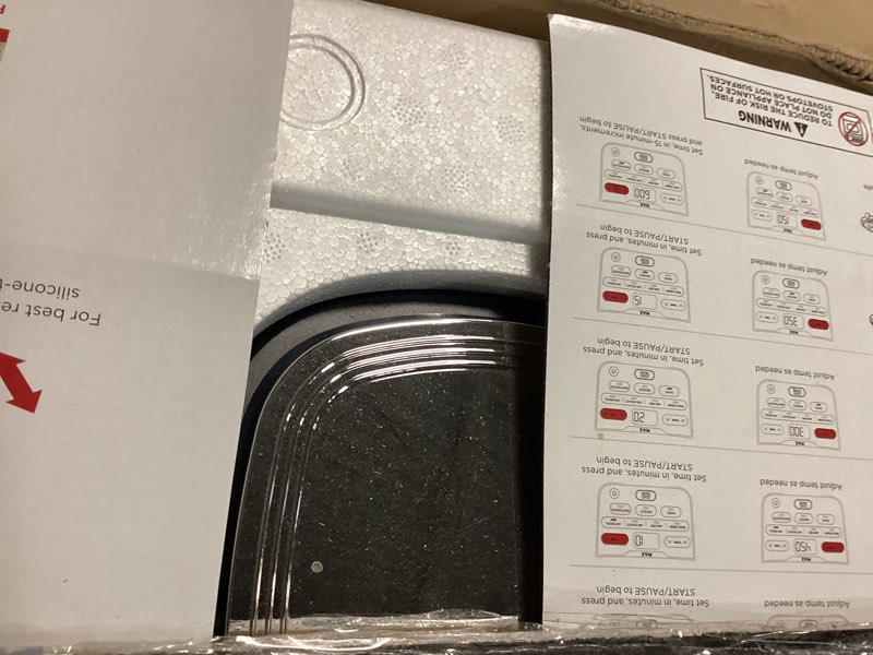 Condition photo showing As Is for ninja af161 max xl air fryer that cooks, crisps, roasts, bakes, reheats and dehydrates, with 5.5 quart capacity, and a high gloss finish, grey 5.5 qt max