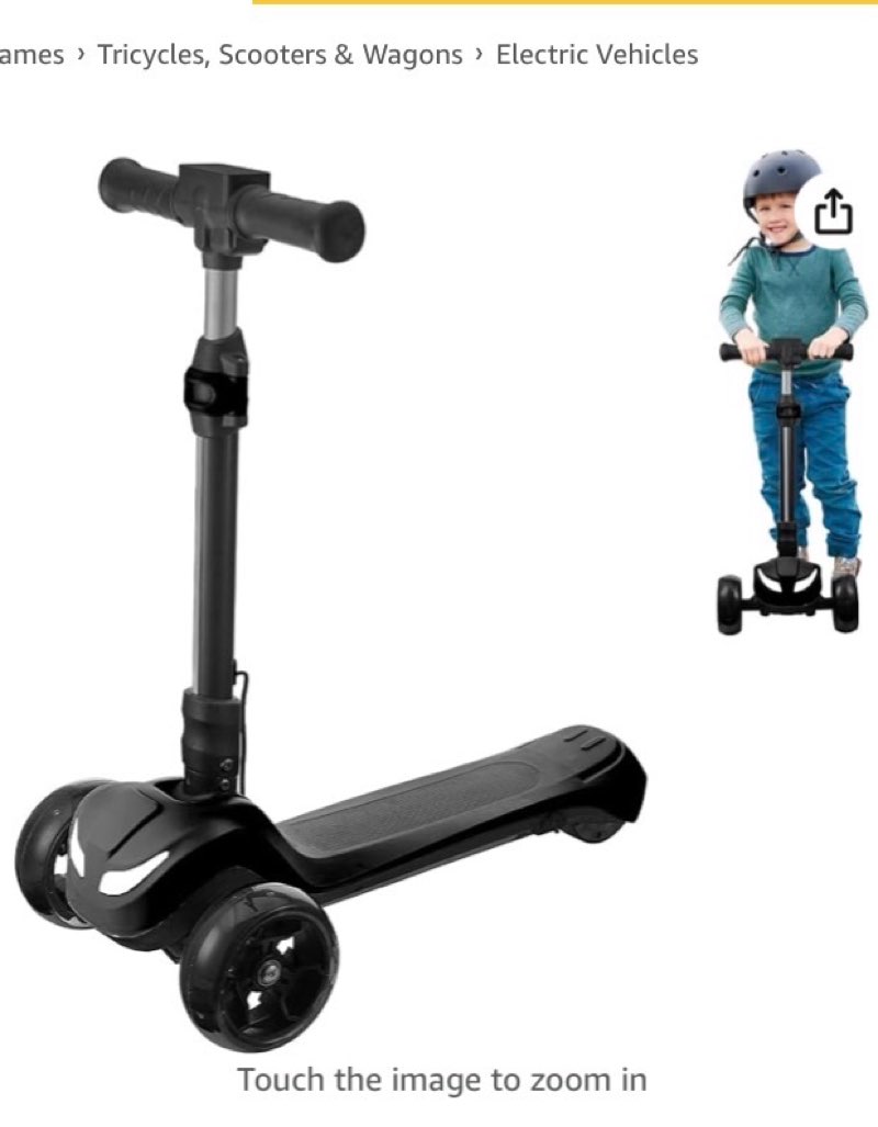 3 wheel electric scooter for kids ages 3+, led display, reliable thumb throttle, colorful lights, 3 adjustable height, 5mph safe speed and long range, folding escooter