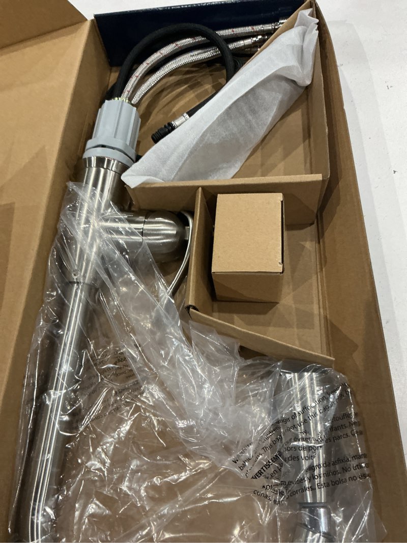 Condition photo showing Good Condition for project source tucker stainless steel single handle pull-down kitchen faucet with sprayer (deck plate included)