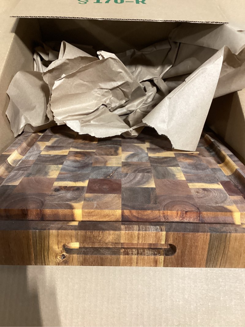 Condition photo showing Good Condition for TeakHaus End Grain Cutting/Serving Board w/Hand Grip + Juice Canal (Rectangle) | 16" x 12" x 1.5"