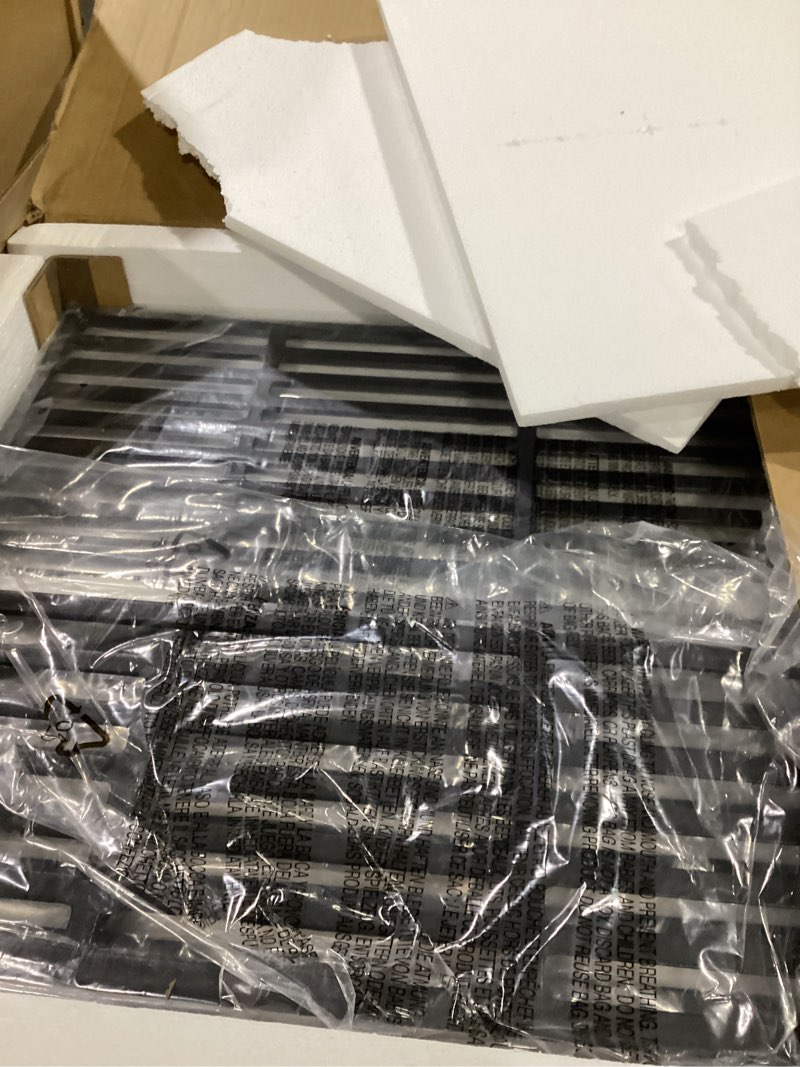 Condition photo showing As Is for (similar to )3-pack adjustable cooking grates – 8\" wide universal replacement grill grid for bbq grills, universal cooking grates for gas grills, extends from 12\" to 19\" in depth, porcelain steel 3-pack, (12\"-19\") deep x 8\" wide