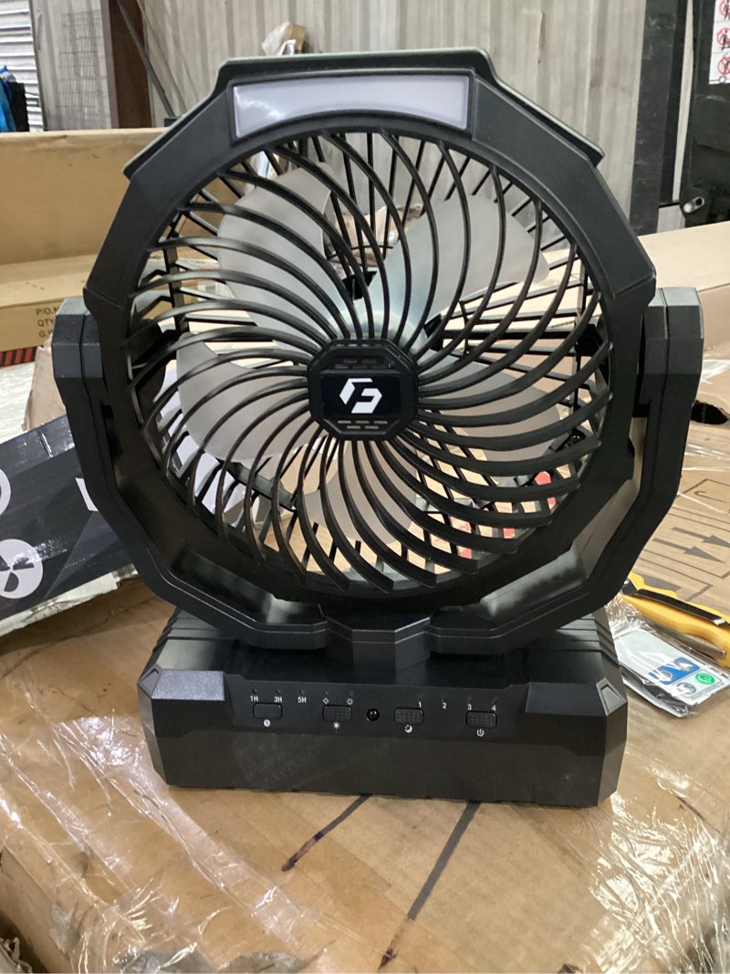 Condition photo showing Good Condition for frizcol 3-in-1 camping fan - portable fans rechargeable - 36000mah battery powered fan with light & remote for indoor, outdoor, tent, travel, fishing, jobsite, gifts for men dad him - black 36000mah internal black