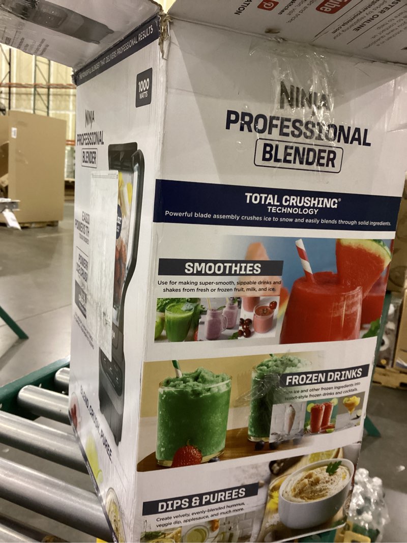 Condition photo showing As Is for Ninja Professional Blender 1000W, Total Crushing Technology- Smoothies, Ice Crushing & Frozen Fruit, Full-Size Countertop Blender, 72-oz. Pitcher, Black & Grey, BL610 Generation 2 (1000 Watts)