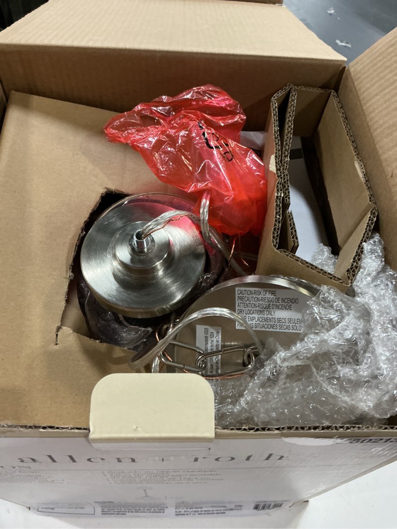 Condition photo showing Good Condition for allen + roth barton 1 -light brushed nickel transitional seeded glass teardrop small hanging pendant light item #6021328 | 
