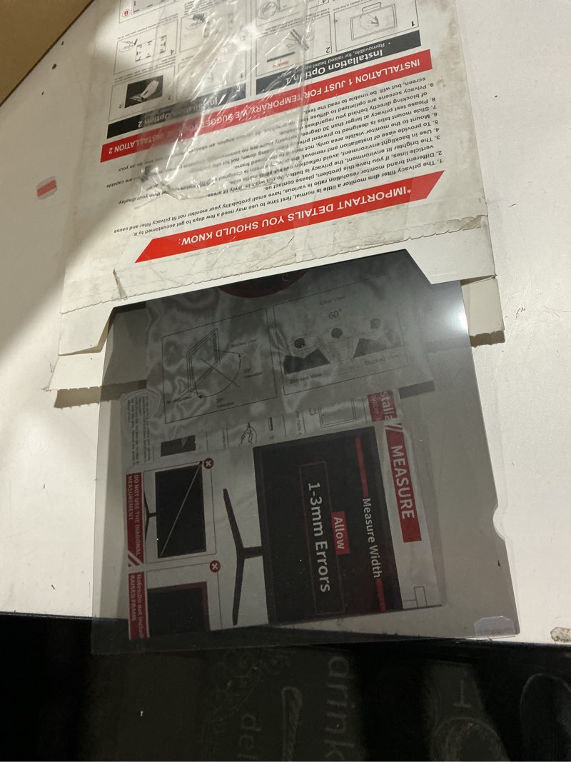 Condition photo showing As Is for Computer Privacy Screen Filter for 21.5 Inch 16:9 Widescreen Monitor, Anti-Spy/Anti Glare Protector Office Accessories - WxH: 18 3/4" x 10 9/16" (476mm x 268mm) 21.5 inch 16:9 - WxH: 18 3/4" x 10 9/16"