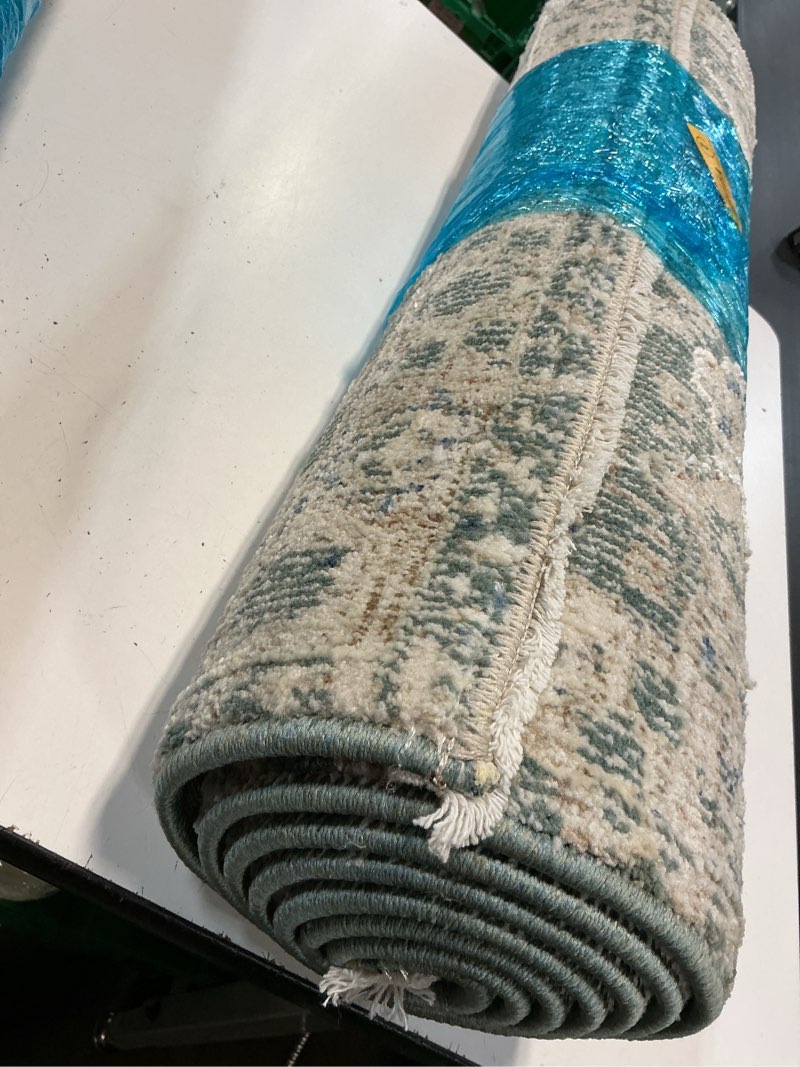 Condition photo showing Good Condition for allen + roth olive flowers 2 x 8 (ft) green indoor floral/botanical persian runner rug