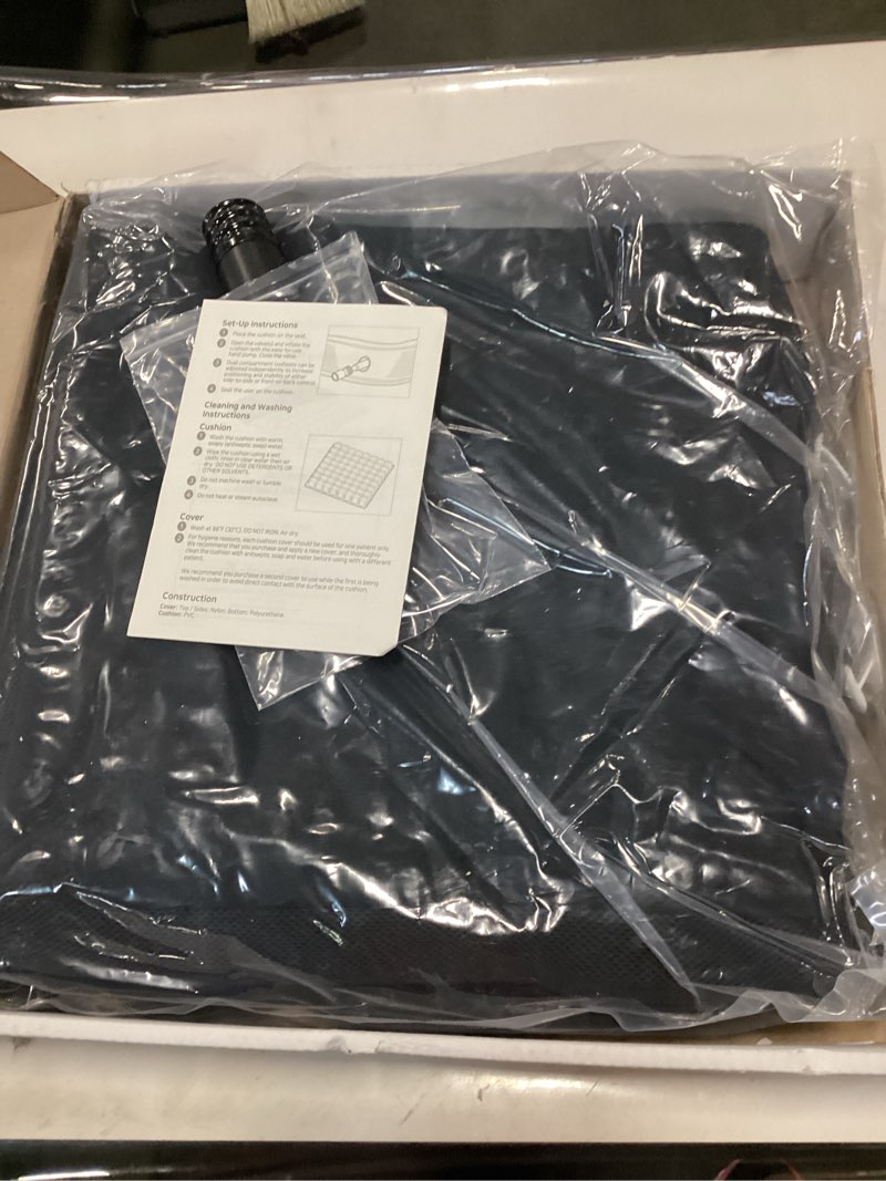 Condition photo showing New/Like New for ProHeal Inflatable Wheelchair Air Cushion 18 x 18 - for Pressure Sore Treatment and Prevention - 4” Deep Immersion Pressure Redistribution - Dual Valve - Nylon Cover - Includes Pump, Repair Kit 18" x 18" x 4"