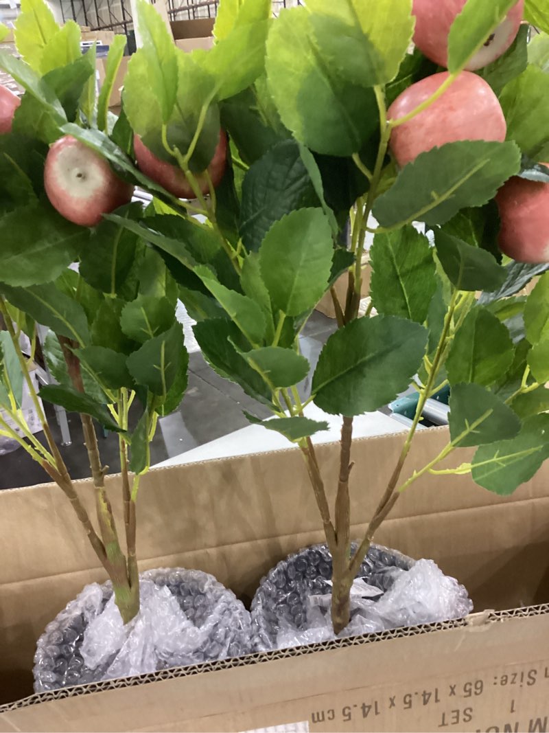 2Ft Artificial 2 Packs Large Artificial Plants Indoor with Black Pots Faux Potted Citrus Trees Fake Floor Plants Decorations for Home Living Room Office, Bedroom Table, Desk