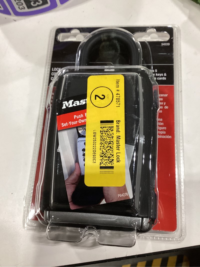 Condition photo showing As Is for master lock 3.13 in. w metal 4-digit combination lock box