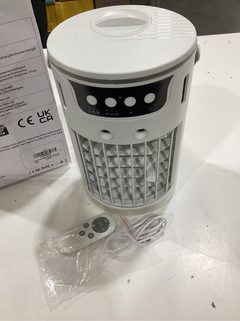 Condition photo showing Good Condition for portable air conditioners, ac fan mini evaporative air cooler 1200ml with ice cooling mist personal air conditioner quiet for bedroom, home office desk and car camping