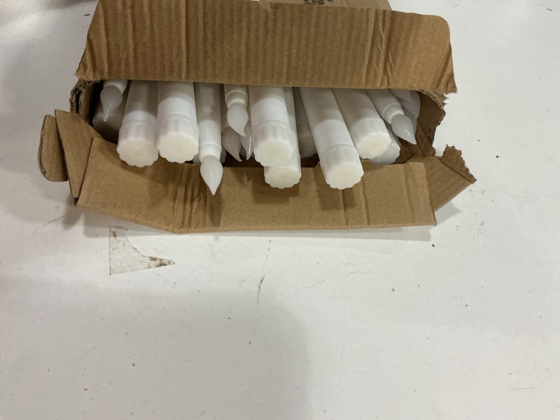 Condition photo showing As Is for treela 24 pcs flameless taper candles battery operated bulk fake candles light led candle sticks flickering tapered for wedding anniversary decoration(basic,11 inch,white) basic 11 inch white